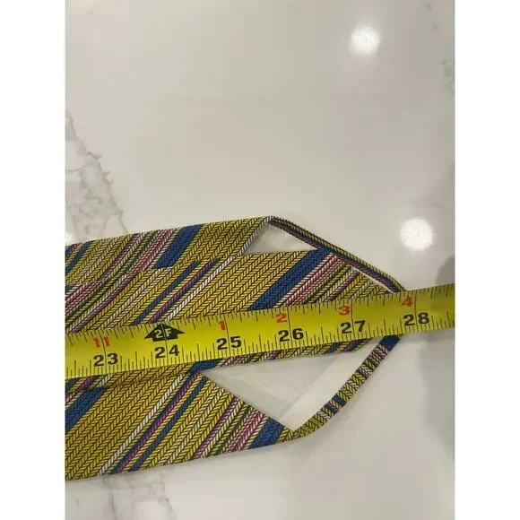 Vtg JC Penney Mens Tie 4” Yellow Striped All Silk Neck Tie New with Tags 1970s - Picture 10 of 10